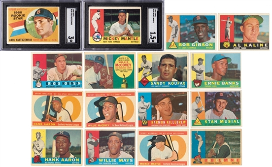 1960 Topps Baseball Complete Set (572) Including Two Graded Cards - #148 Carl Yastrezemski SGC VG 3 & #350 Mickey Mantle SGC FR 1.5